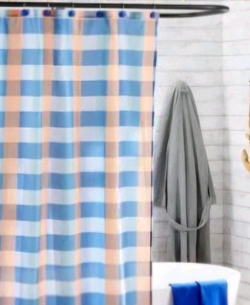 Summer Buffalo Plaid Bath Collection - Shower Curtain - Brand New